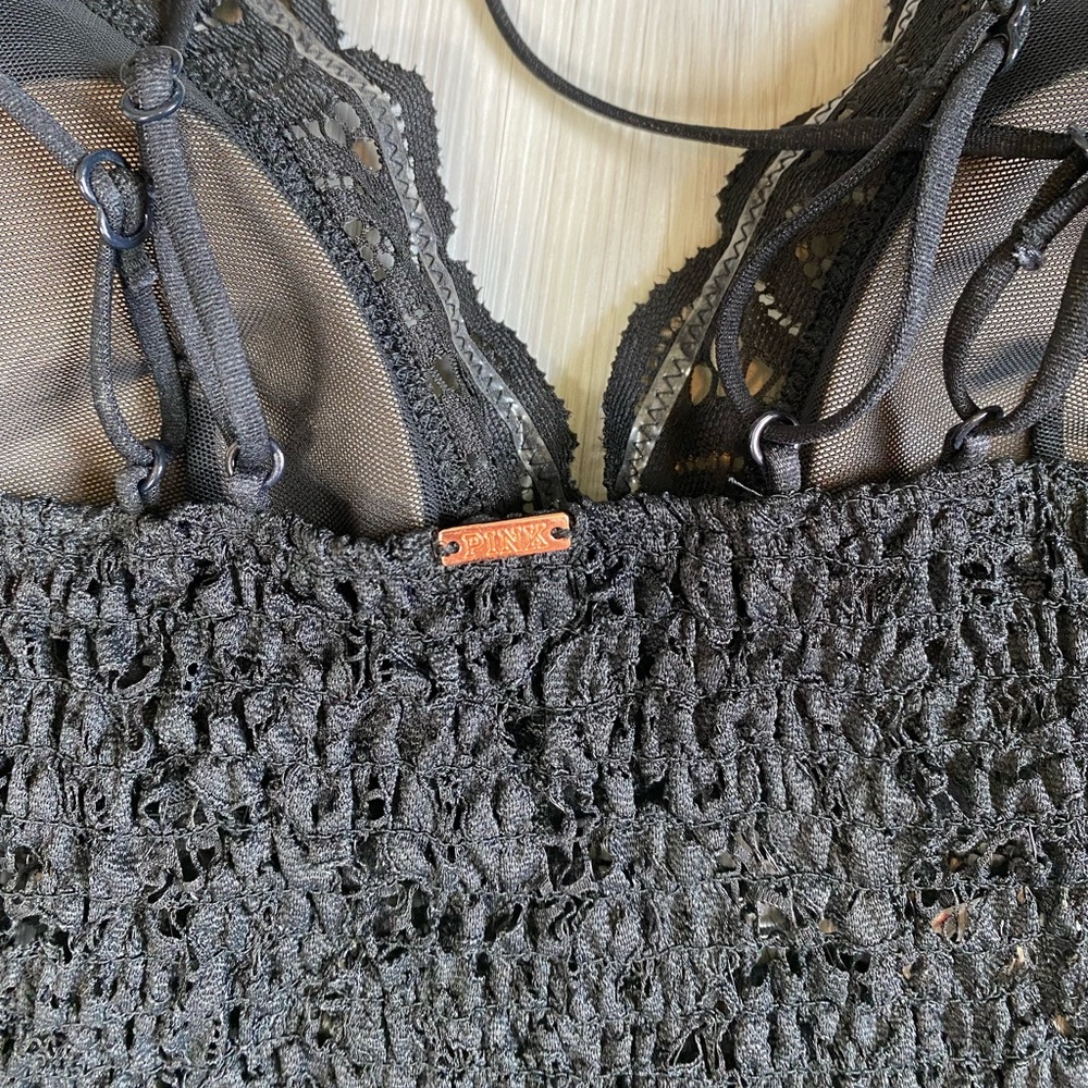 PINK Victoria’s Secret black lace bralette Small - Picture 5 of 9